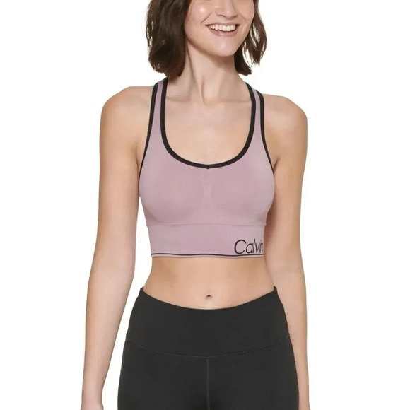 Calvin Klein Intimates Purple Racerback MediumImpact Removable Cups Sports Bra S - Picture 1 of 3